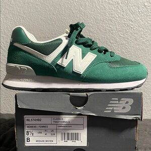 New Balance Classic Green and White Sneakers